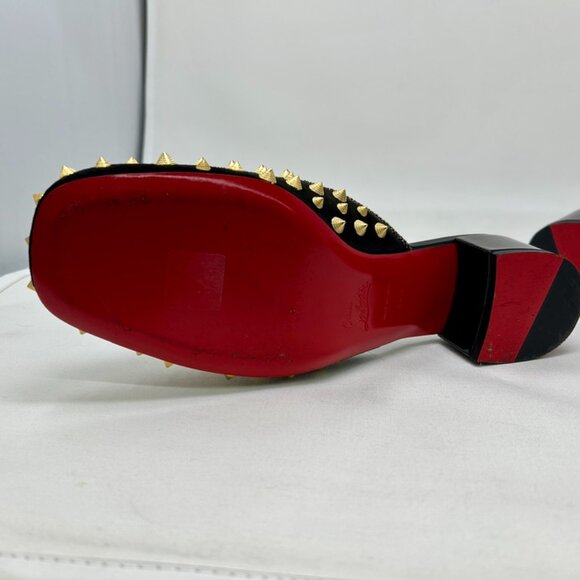 CHRISTIAN LOUBOUTIN Black Suede Mulaconka Spiked Mules Sandals EU 40.5/US 9-9.5 - Picture 4 of 8